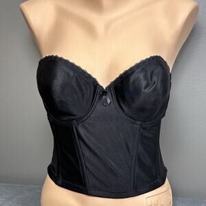 Strapless Bustier Bra Corset Black 38B Style 500 Boned Vtg Backless by Smoothie